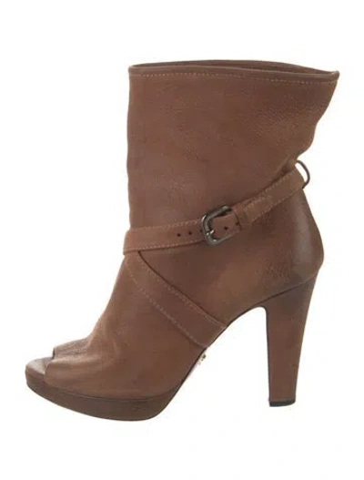 Pre-owned Prada Leather Boots In Brown