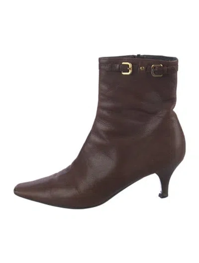 Pre-owned Prada Leather Boots In Brown