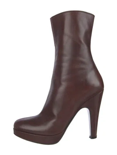 Pre-owned Prada Leather Boots In Brown
