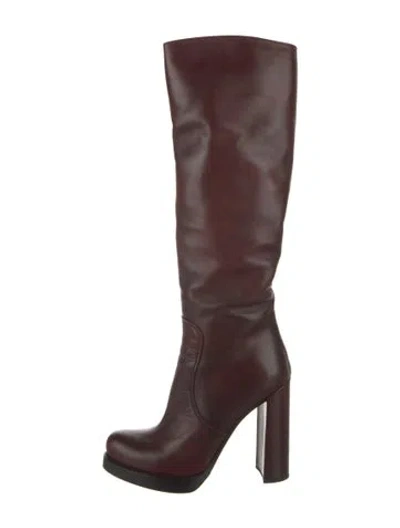 Pre-owned Prada Leather Boots In Brown