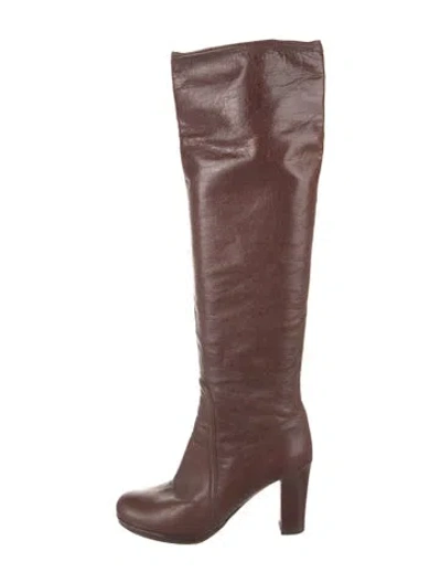 Pre-owned Prada Leather Boots In Brown