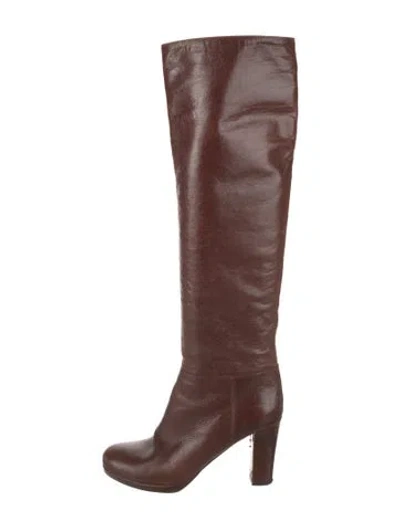 Pre-owned Prada Leather Boots In Brown