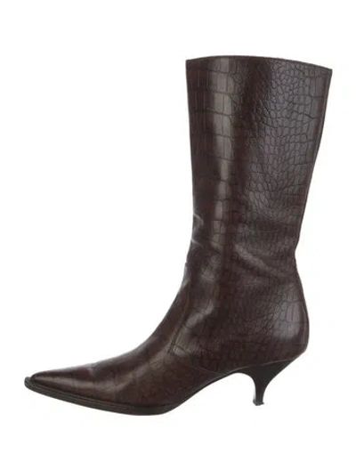 Pre-owned Prada Leather Boots In Brown