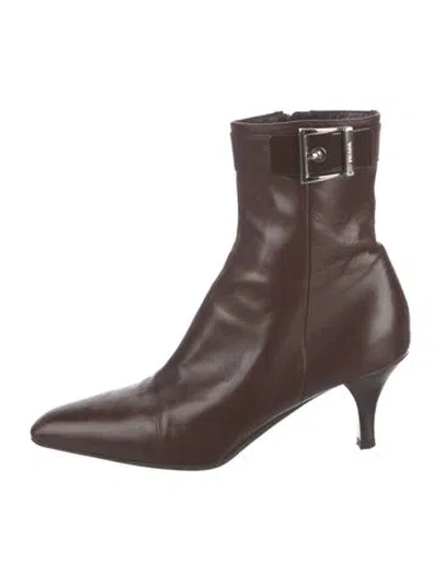 Pre-owned Prada Leather Boots In Brown