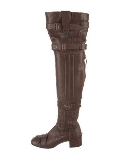 Pre-owned Prada Leather Boots In Brown