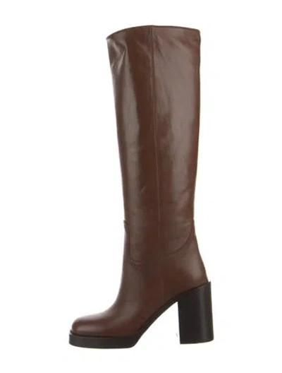 Pre-owned Prada Leather Boots In Brown
