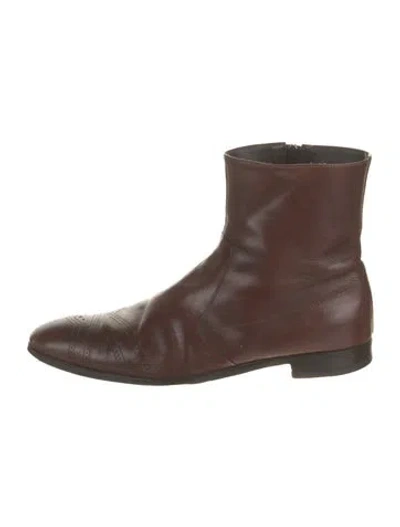 Pre-owned Prada Leather Boots In Brown