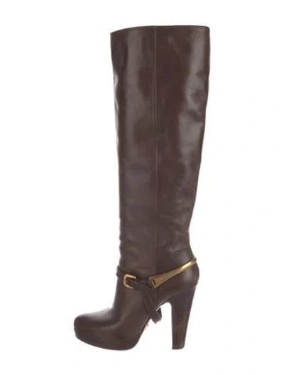 Pre-owned Prada Leather Boots In Brown