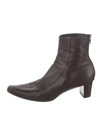 Pre-owned Prada Leather Boots In Brown