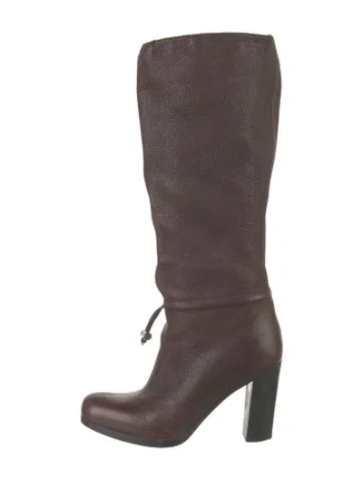 Pre-owned Prada Leather Boots In Brown