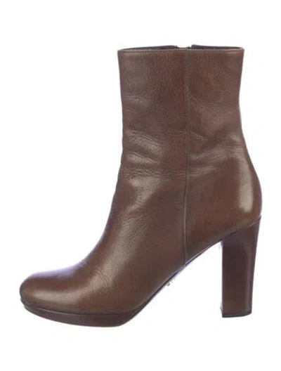 Pre-owned Prada Leather Boots In Brown