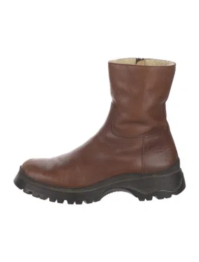 Pre-owned Prada Leather Boots In Brown