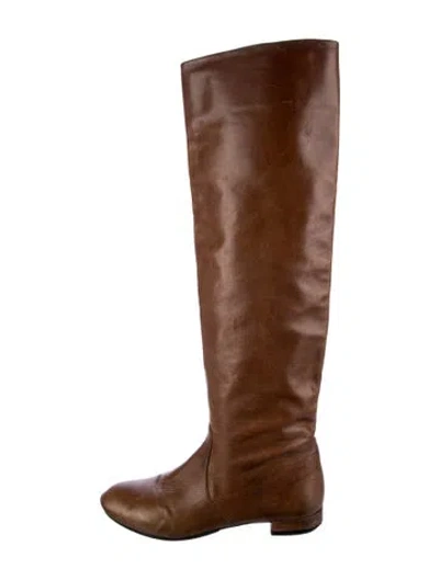 Pre-owned Prada Leather Boots In Brown