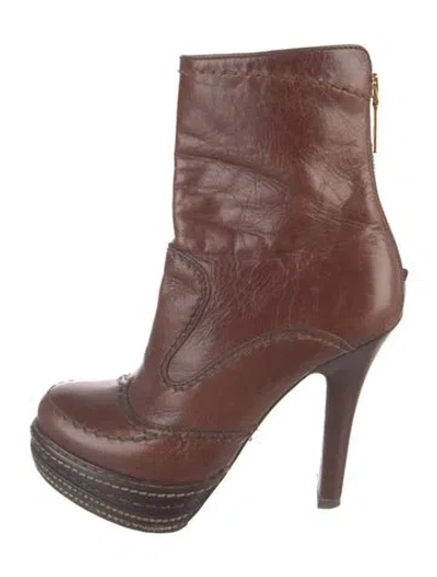 Pre-owned Prada Leather Boots In Brown