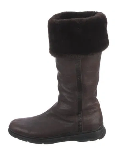Pre-owned Prada Leather Boots In Brown