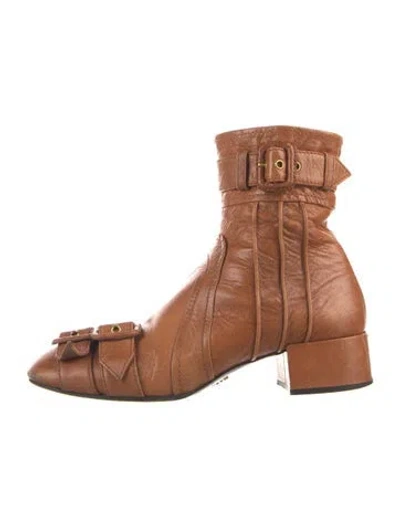 Pre-owned Prada Leather Boots In Brown