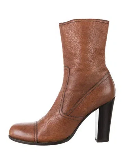 Pre-owned Prada Leather Boots In Brown