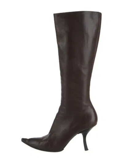 Pre-owned Prada Leather Boots In Brown