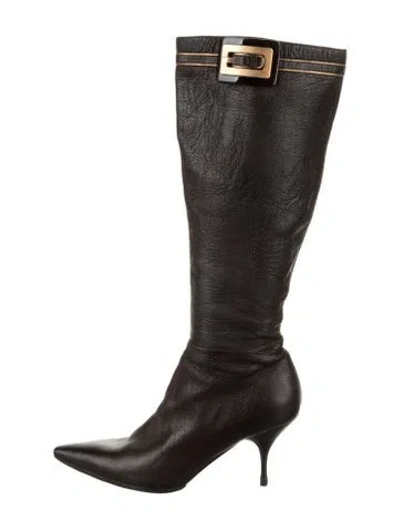 Pre-owned Prada Leather Boots In Brown