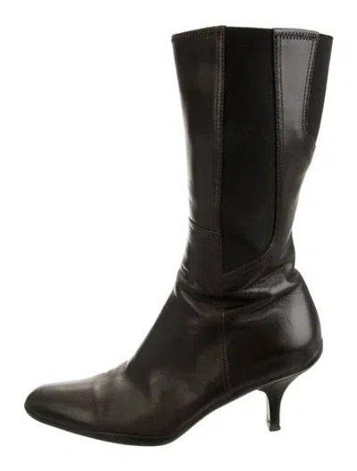Pre-owned Prada Leather Boots In Brown