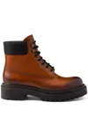 Prada Hot Stamping Logo Boots In Brown