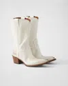 Prada Off White Leather Boots In Chalk White