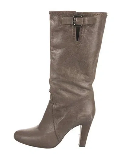 Pre-owned Prada Leather Boots In Gray