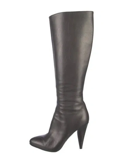 Pre-owned Prada Leather Boots In Gray
