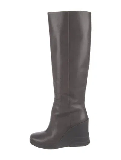 Pre-owned Prada Leather Boots In Gray