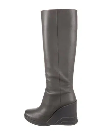 Pre-owned Prada Leather Boots In Gray