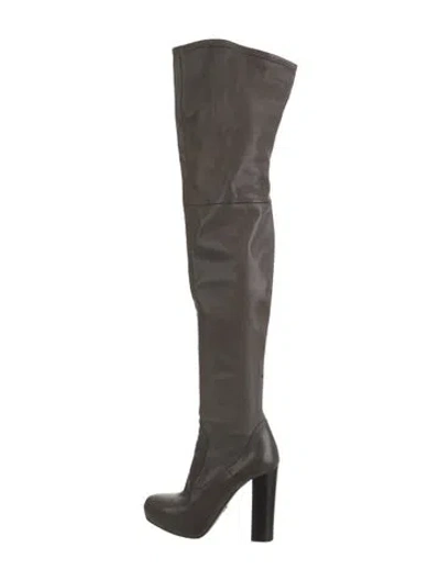 Pre-owned Prada Leather Boots In Gray
