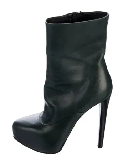 Pre-owned Prada Leather Boots In Green