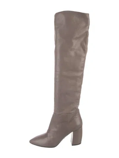 Pre-owned Prada Leather Boots In Grey
