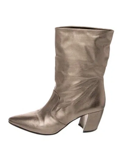 Pre-owned Prada Leather Boots In Metallic/neutrals