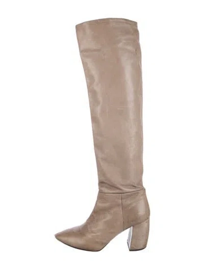 Pre-owned Prada Leather Boots In Neutral