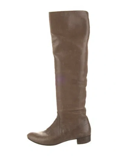 Pre-owned Prada Leather Boots In Neutrals