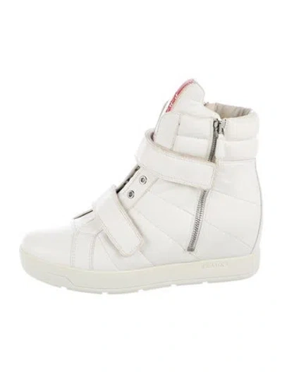 Pre-owned Prada Leather Boots In White