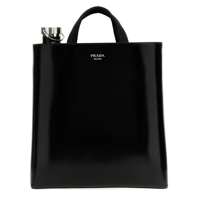 Prada Leather + Bottle Shopping Bag In Black
