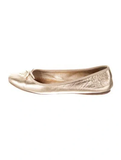 Pre-owned Prada Leather Bow Accents Ballet Flats