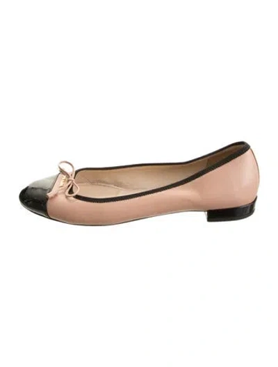 Pre-owned Prada Leather Bow Accents Ballet Flats In Multi
