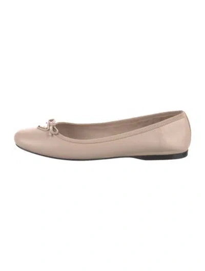Pre-owned Prada Leather Bow Accents Ballet Flats In Pink