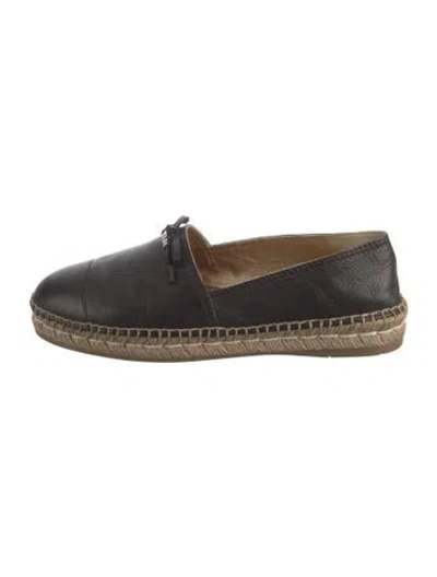 Pre-owned Prada Leather Bow Accents Espadrilles In Black