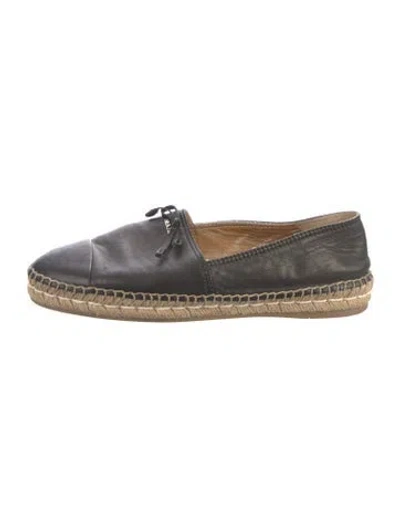 Pre-owned Prada Leather Bow Accents Espadrilles In Black