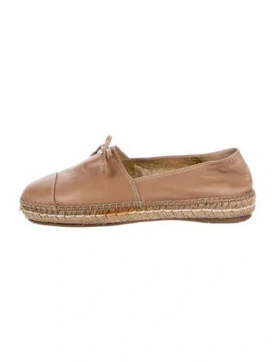 Pre-owned Prada Leather Bow Accents Espadrilles In Brown