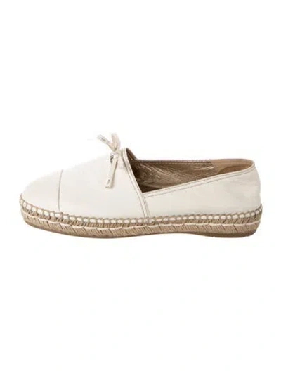 Pre-owned Prada Leather Bow Accents Espadrilles In Neutrals