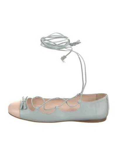 Pre-owned Prada Leather Bow Accents Flats In Multi