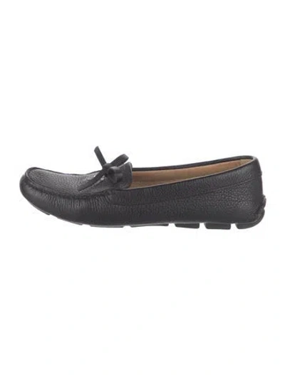 Pre-owned Prada Leather Bow Accents Loafers In Black