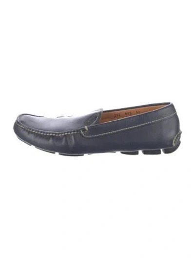 Pre-owned Prada Leather Bow Accents Loafers In Blue