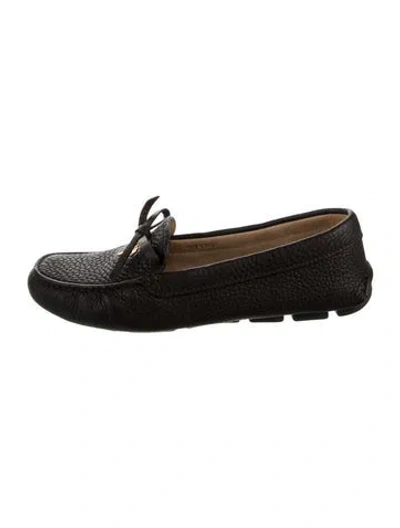 Pre-owned Prada Leather Bow Accents Loafers In Brown