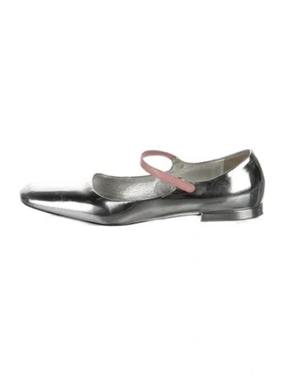 Pre-owned Prada Leather Bow Accents Mary Jane Flats